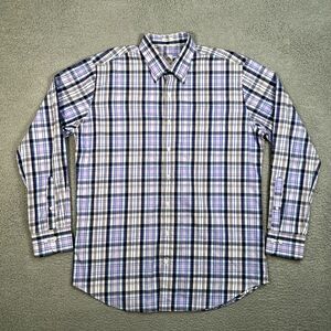 Peter Millar Shirt Mens‎ Large Purple Plaid Casual Preppy Pocket Button Down